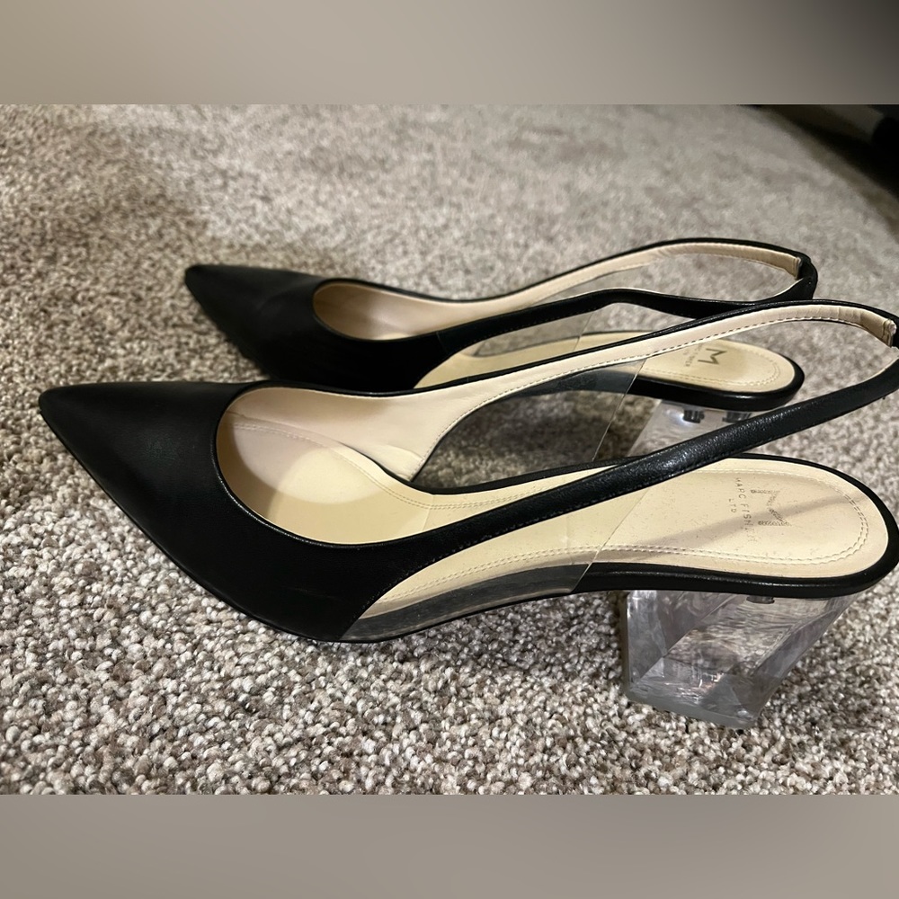 Marc Fisher LTD Black Leather Zudi Slingback Pump Size 11